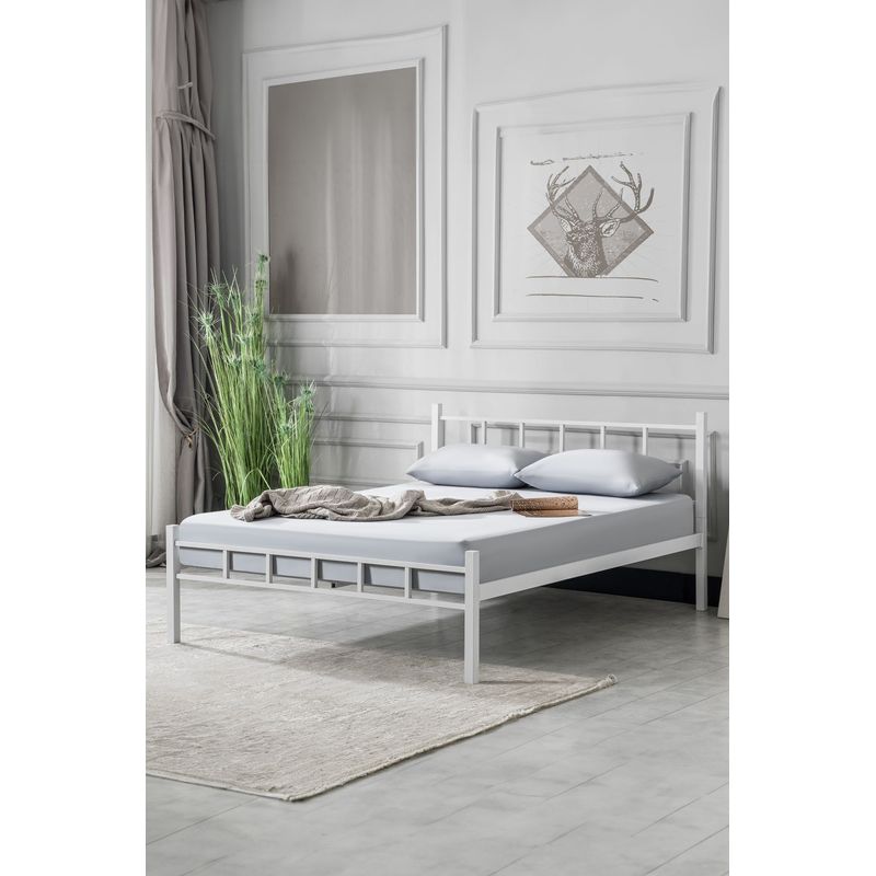 Casa si Gradina - Mobilier - Paturi si accesorii - Paturi - Pat dublu, Hanah Home, metal, alb, 120x200 cm, 319HBV1196 - Infinity.ro