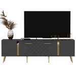 Casa si Gradina - Mobilier - Comode si corpuri - Comode - Comoda tv, Hanah Home, pal melaminat, antracit si auriu, 150x35x48.2 cm - Infinity.ro
