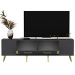 Casa si Gradina - Mobilier - Comode si corpuri - Comode - Comoda tv, Hanah Home, pal melaminat, antracit si auriu, 150x35x48.2 cm - Infinity.ro