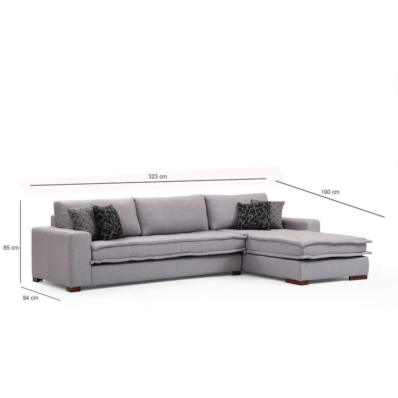 Casa si Gradina - Mobilier - Canapele si coltare - Coltare - Coltar, Hanah Home, lemn fag si pal, gri deschis, 323x190x94 cm - Infinity.ro