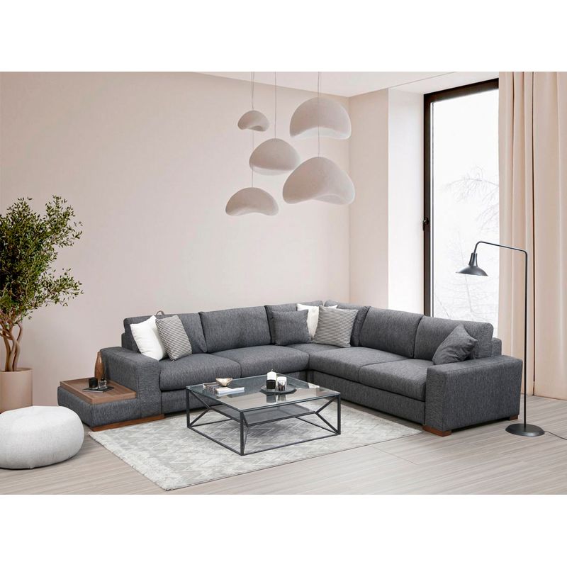 Casa si Gradina - Mobilier - Canapele si coltare - Coltare - Coltar, Hanah Home, lemn fag si pal, antracit, 282x323x95 cm - Infinity.ro