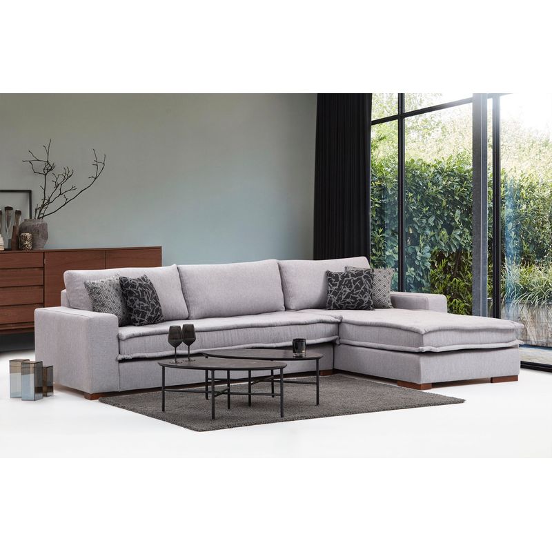 Casa si Gradina - Mobilier - Canapele si coltare - Coltare - Coltar, Hanah Home, lemn fag si pal, gri deschis, 323x190x94 cm - Infinity.ro