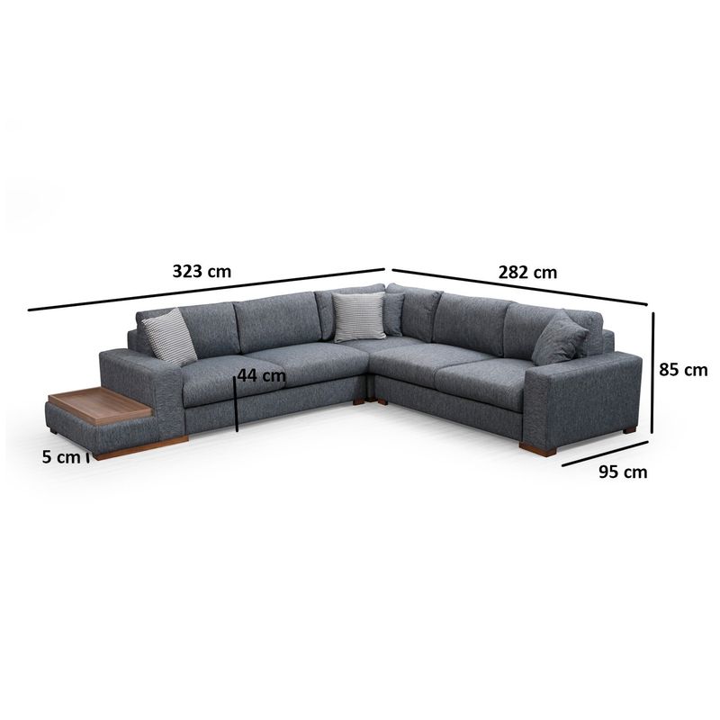 Casa si Gradina - Mobilier - Canapele si coltare - Coltare - Coltar, Hanah Home, lemn fag si pal, antracit, 282x323x95 cm - Infinity.ro