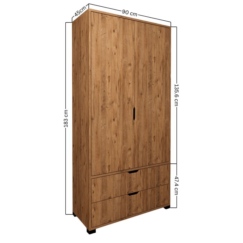Casa si Gradina - Mobilier - Dulapuri si sifoniere - Dulapuri - Dulap, Hanah Home, pal melaminat, pin atlantic, 90x45x183 cm - Infinity.ro