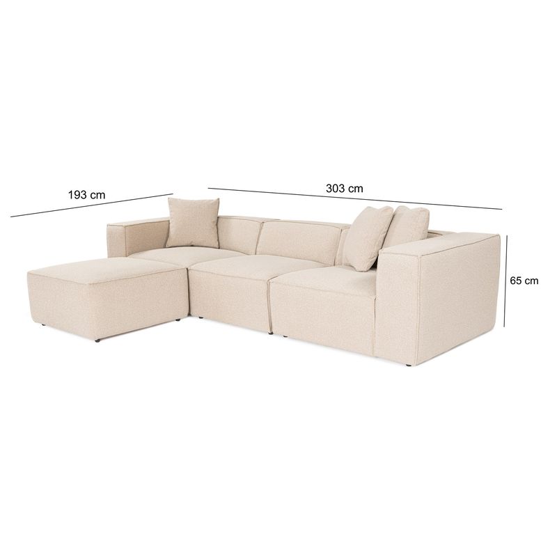 Casa si Gradina - Mobilier - Canapele si coltare - Coltare - Coltar, Hanah Home, lemn de carpen, in, piersica, 303x193x65 cm - Infinity.ro
