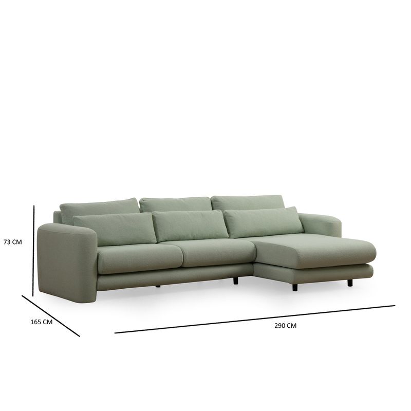 Casa si Gradina - Mobilier - Canapele si coltare - Coltare - Coltar, Hanah Home, lemn de fag si pal, verde, 290x165x97 cm - Infinity.ro