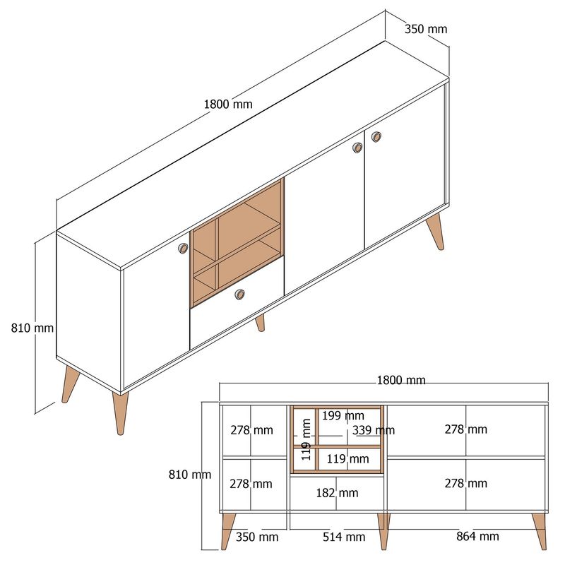 Casa si Gradina - Mobilier - Comode si corpuri - Console - Consola, Hanah Home, pal melaminat, nuc, 180x35x81 cm - Infinity.ro