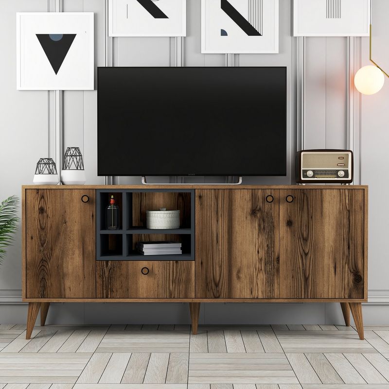 Casa si Gradina - Mobilier - Comode si corpuri - Console - Consola, Hanah Home, pal melaminat, nuc, 180x35x81 cm - Infinity.ro