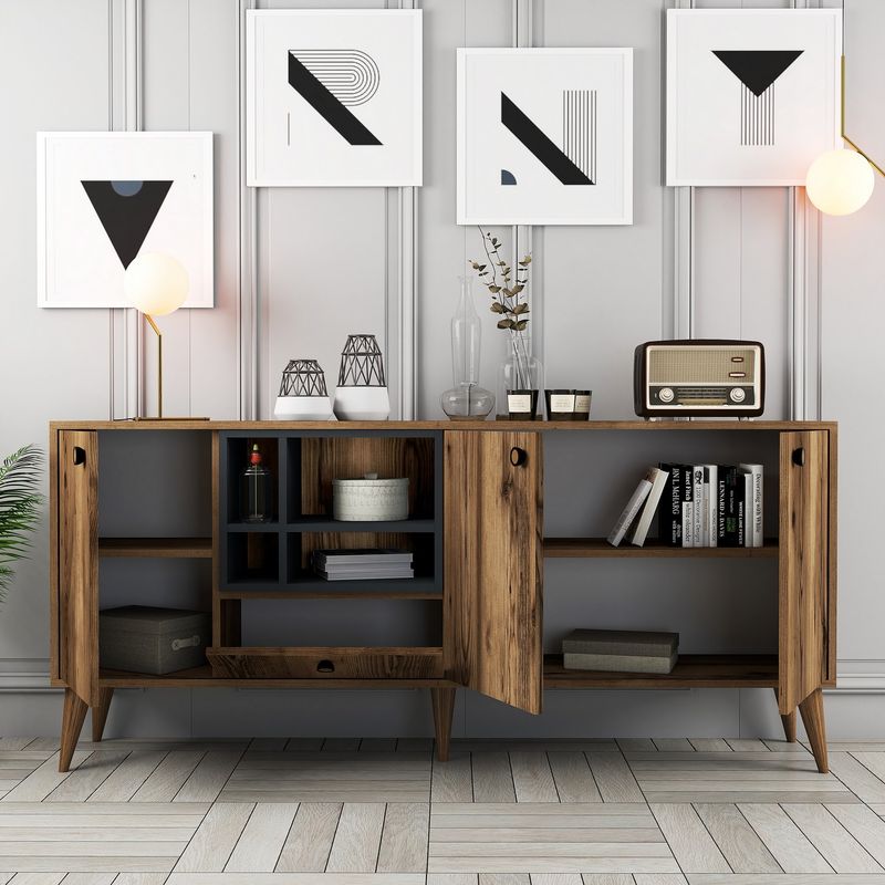Casa si Gradina - Mobilier - Comode si corpuri - Console - Consola, Hanah Home, pal melaminat, nuc, 180x35x81 cm - Infinity.ro