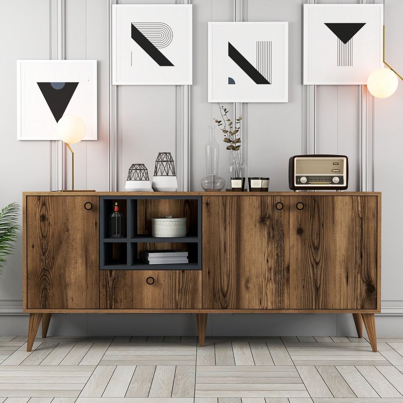 Casa si Gradina - Mobilier - Comode si corpuri - Console - Consola, Hanah Home, pal melaminat, nuc, 180x35x81 cm - Infinity.ro