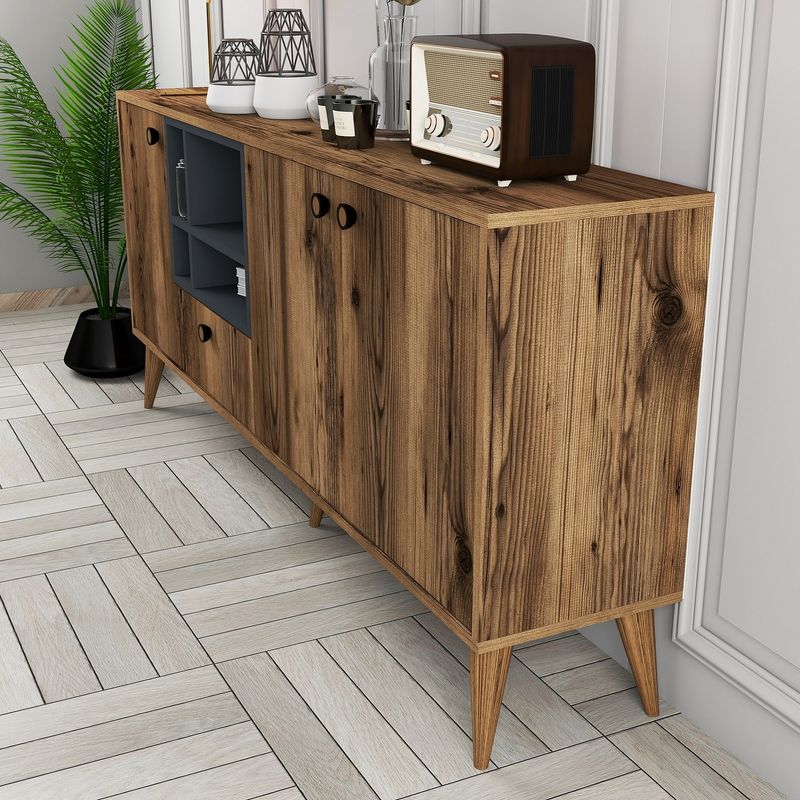 Casa si Gradina - Mobilier - Comode si corpuri - Console - Consola, Hanah Home, pal melaminat, nuc, 180x35x81 cm - Infinity.ro