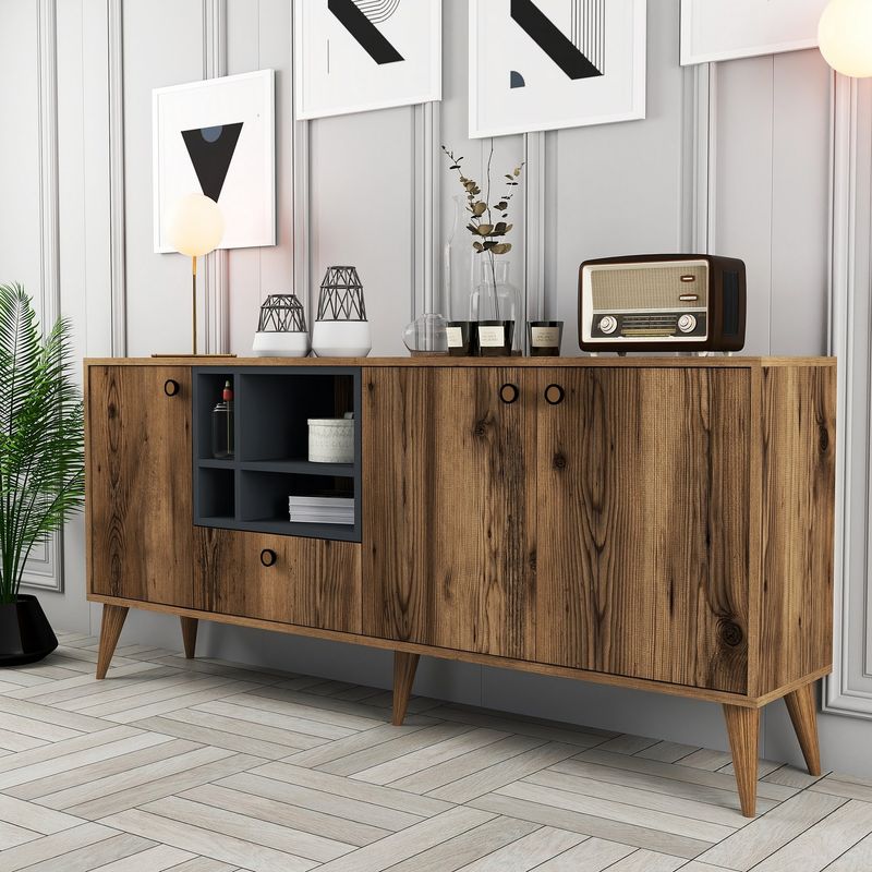 Casa si Gradina - Mobilier - Comode si corpuri - Console - Consola, Hanah Home, pal melaminat, nuc, 180x35x81 cm - Infinity.ro