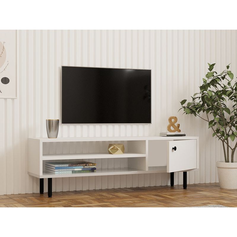 Casa si Gradina - Mobilier - Comode si corpuri - Comode - Comoda tv, Hanah Home, pal melaminat, alb, 120x38x30 cm - Infinity.ro