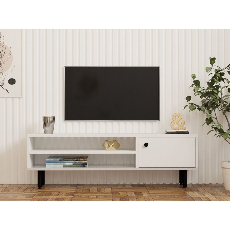 Casa si Gradina - Mobilier - Comode si corpuri - Comode - Comoda tv, Hanah Home, pal melaminat, alb, 120x38x30 cm - Infinity.ro