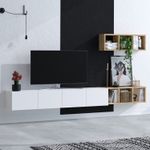 Casa si Gradina - Mobilier - Comode si corpuri - Console - Comoda tv, Hanah Home, pal melaminat, alb stejar, 215x25x32 cm - Infinity.ro