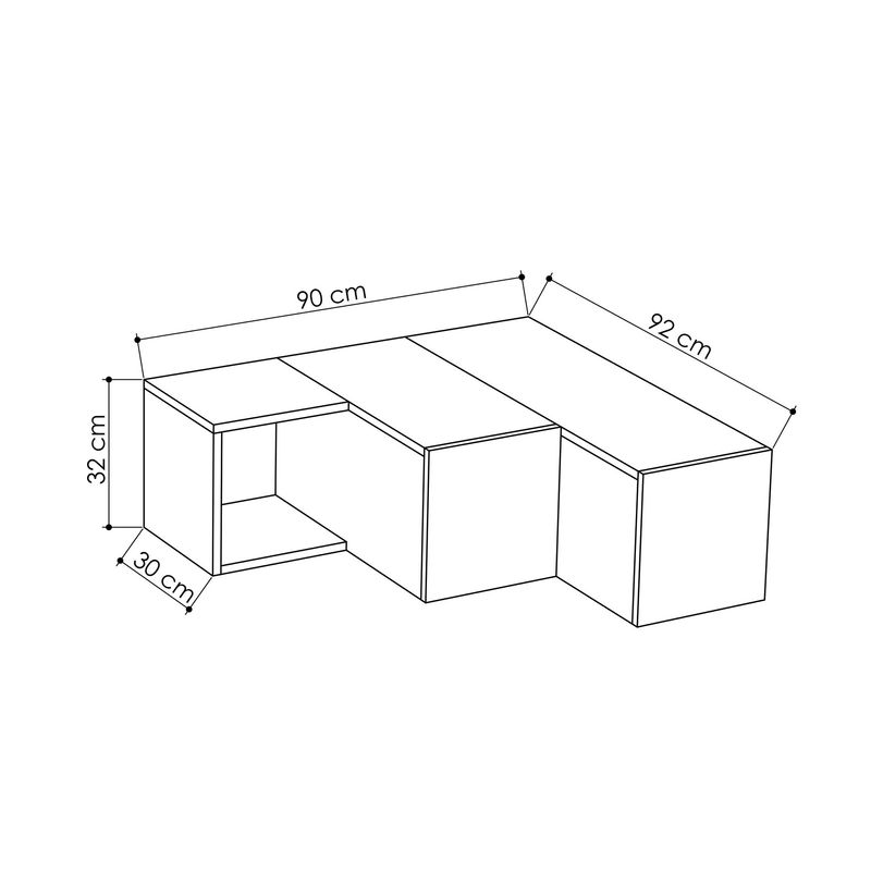 Casa si Gradina - Mobilier - Comode si corpuri - Comode - Comoda tv, Hanah Home, pal melaminat, alb si stejar, 90x32x92 cm - Infinity.ro
