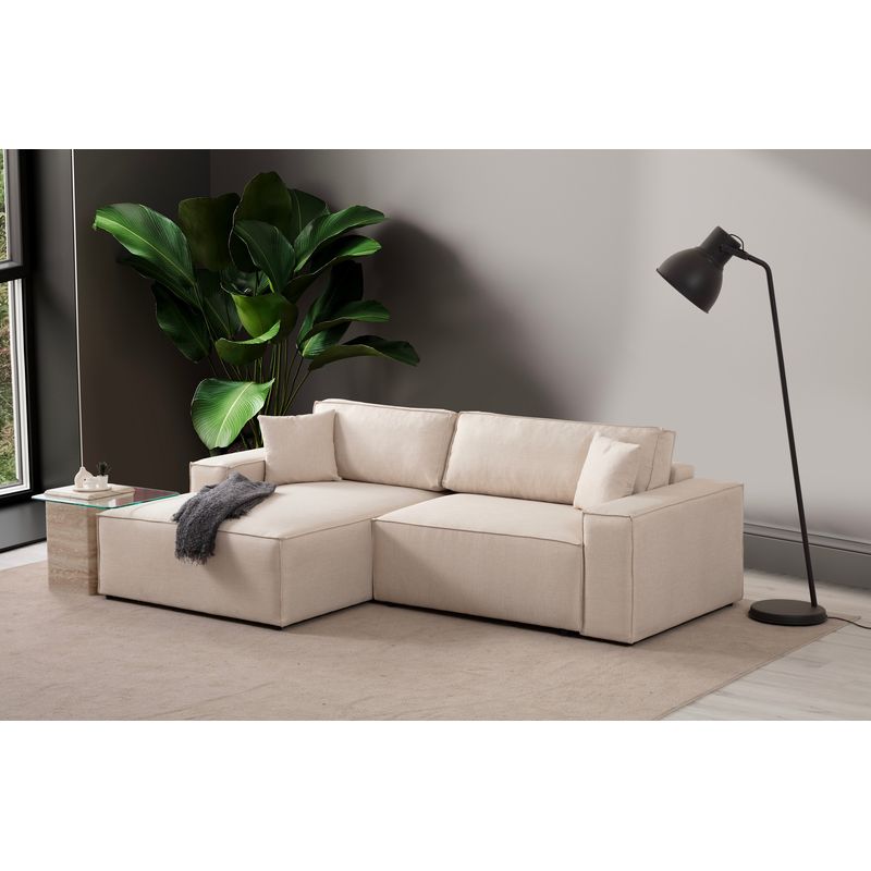 Casa si Gradina - Mobilier - Canapele si coltare - Coltare - Coltar extensibil, Hanah Home, textil, ecru, 260x170x78 cm - Infinity.ro
