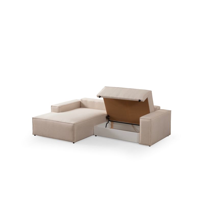 Casa si Gradina - Mobilier - Canapele si coltare - Coltare - Coltar extensibil, Hanah Home, textil, ecru, 260x170x78 cm - Infinity.ro
