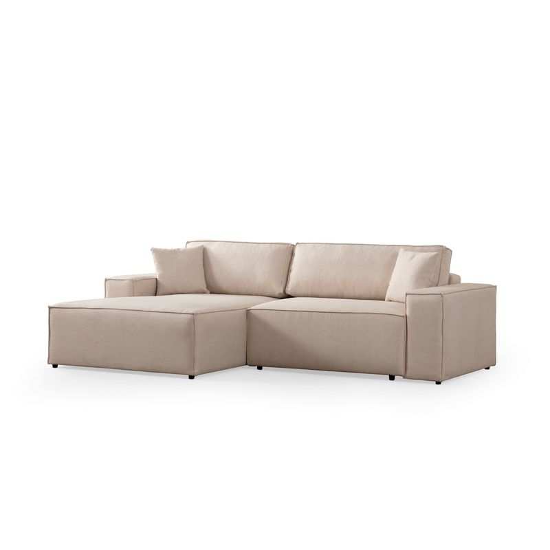 Casa si Gradina - Mobilier - Canapele si coltare - Coltare - Coltar extensibil, Hanah Home, textil, ecru, 260x170x78 cm - Infinity.ro