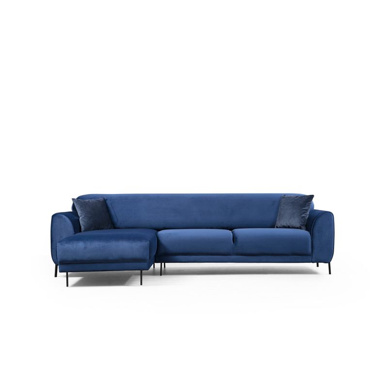 Casa si Gradina - Mobilier - Canapele si coltare - Coltare - Coltar extensibil, Hanah Home, cadru lemn fag si pal, albastru marin, 287x169x96 cm - Infinity.ro