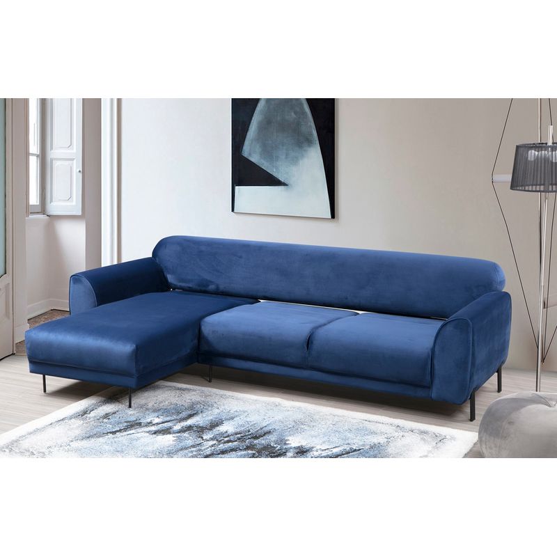 Casa si Gradina - Mobilier - Canapele si coltare - Coltare - Coltar extensibil, Hanah Home, cadru lemn fag si pal, albastru marin, 287x169x96 cm - Infinity.ro