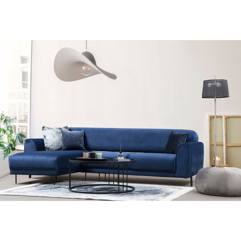 Casa si Gradina - Mobilier - Canapele si coltare - Coltare - Coltar extensibil, Hanah Home, cadru lemn fag si pal, albastru marin, 287x169x96 cm - Infinity.ro
