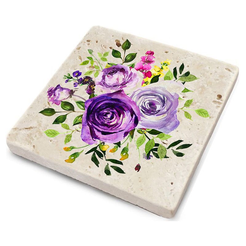 Casa si Gradina - Bucatarie si vesela - Accesorii bar - Suporturi bauturi - Set suporturi pentru pahare, Hermia, piatra naturala, multicolor, 10x10x1 cm, 4 bucati, 366TYR1138 - Infinity.ro