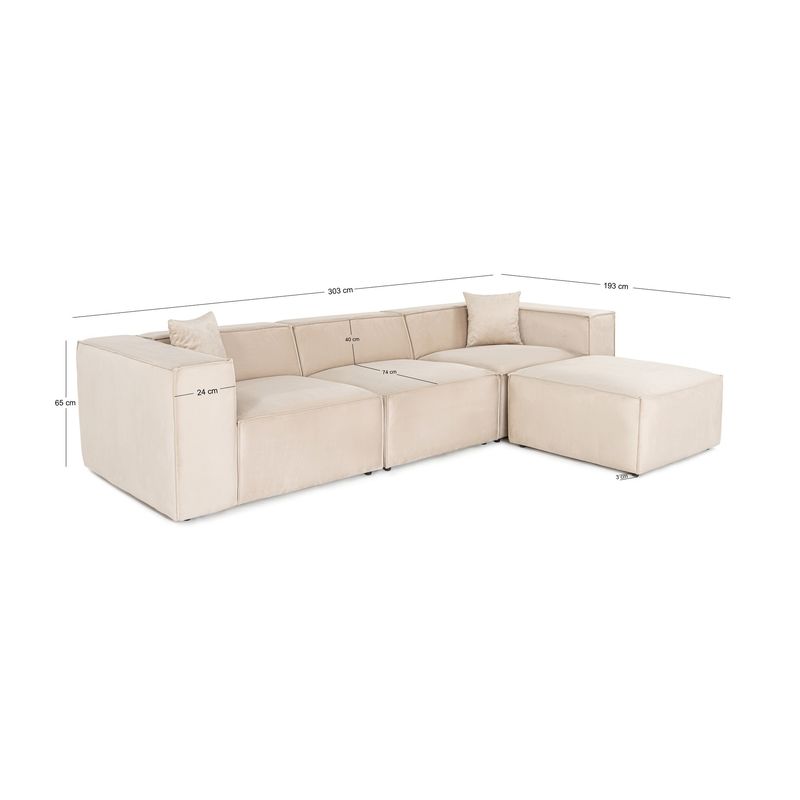 Casa si Gradina - Mobilier - Canapele si coltare - Coltare - Coltar, Hanah Home, in, crem, 303x193x65 cm - Infinity.ro