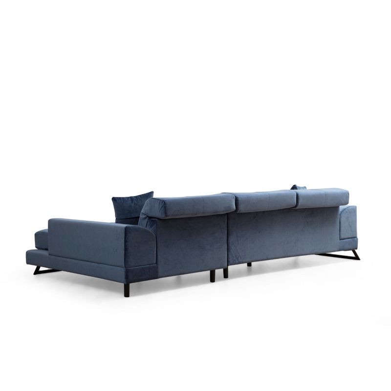 Casa si Gradina - Mobilier - Canapele si coltare - Coltare - Coltar, Hanah Home, lemn fag si pal, albastru marin, 304x190x100 cm - Infinity.ro