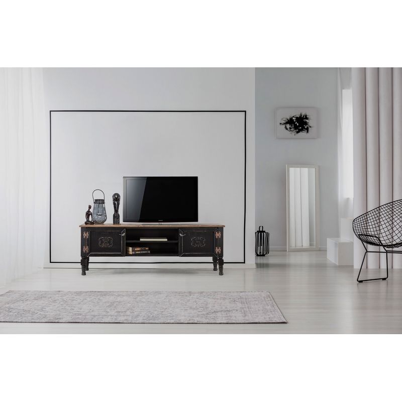 Casa si Gradina - Mobilier - Comode si corpuri - Comode - Comoda tv, Hanah Home, mdf, negru, 150x40x50 cm - Infinity.ro