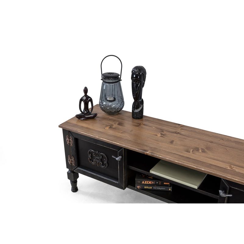 Casa si Gradina - Mobilier - Comode si corpuri - Comode - Comoda tv, Hanah Home, mdf, negru, 150x40x50 cm - Infinity.ro