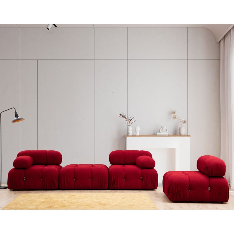 Casa si Gradina - Mobilier - Canapele si coltare - Coltare - Coltar, Hanah Home, lemn fag si pal, rosu, 288x190x95 cm - Infinity.ro