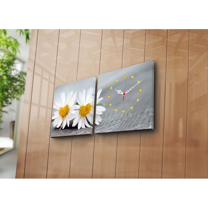 Casa si Gradina - Decoratiuni - Ceasuri - Ceas decorativ de perete, Wallxpert, panza piele de caprioara, multicolor, 2 bucati, 28x28 cm - Infinity.ro