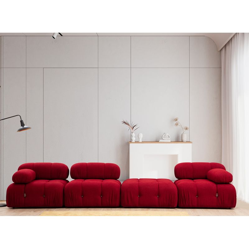 Casa si Gradina - Mobilier - Canapele si coltare - Coltare - Coltar, Hanah Home, lemn fag si pal, rosu, 288x190x95 cm - Infinity.ro
