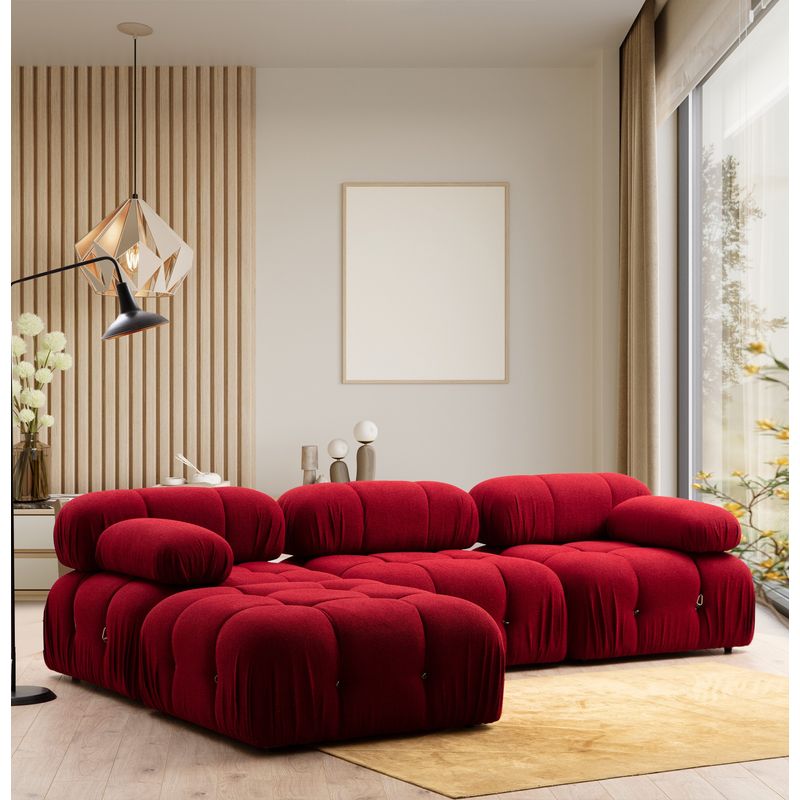 Casa si Gradina - Mobilier - Canapele si coltare - Coltare - Coltar, Hanah Home, lemn fag si pal, rosu, 288x190x95 cm - Infinity.ro