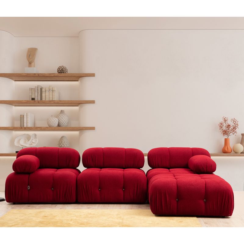 Casa si Gradina - Mobilier - Canapele si coltare - Coltare - Coltar, Hanah Home, lemn fag si pal, rosu, 288x190x95 cm - Infinity.ro
