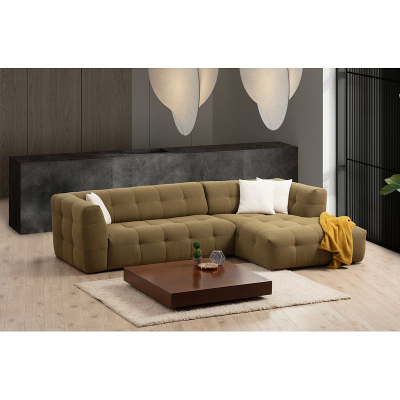 Casa si Gradina - Mobilier - Canapele si coltare - Coltare - Coltar, Hanah Home, lemn fag si pal, kaki, 300x150x100 cm - Infinity.ro