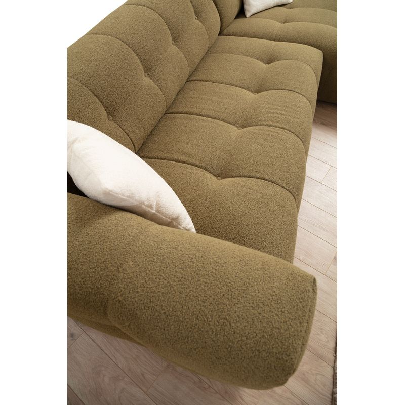 Casa si Gradina - Mobilier - Canapele si coltare - Coltare - Coltar, Hanah Home, lemn fag si pal, kaki, 300x150x100 cm - Infinity.ro