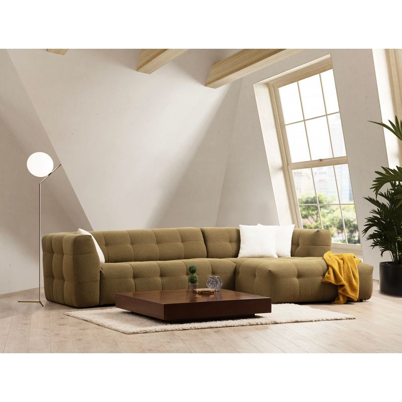 Casa si Gradina - Mobilier - Canapele si coltare - Coltare - Coltar, Hanah Home, lemn fag si pal, kaki, 300x150x100 cm - Infinity.ro