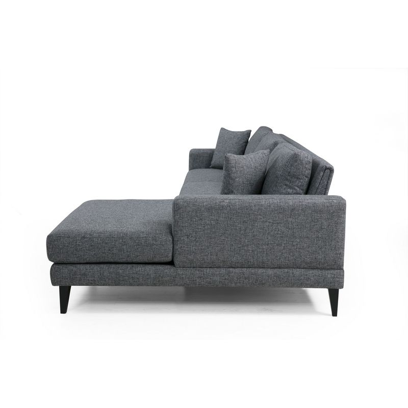 Casa si Gradina - Mobilier - Canapele si coltare - Coltare - Coltar extensibil, Hanah Home, cadru lemn fag, gri inchis, 303x160x90 cm - Infinity.ro