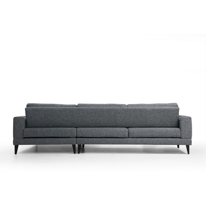 Casa si Gradina - Mobilier - Canapele si coltare - Coltare - Coltar extensibil, Hanah Home, cadru lemn fag, gri inchis, 303x160x90 cm - Infinity.ro