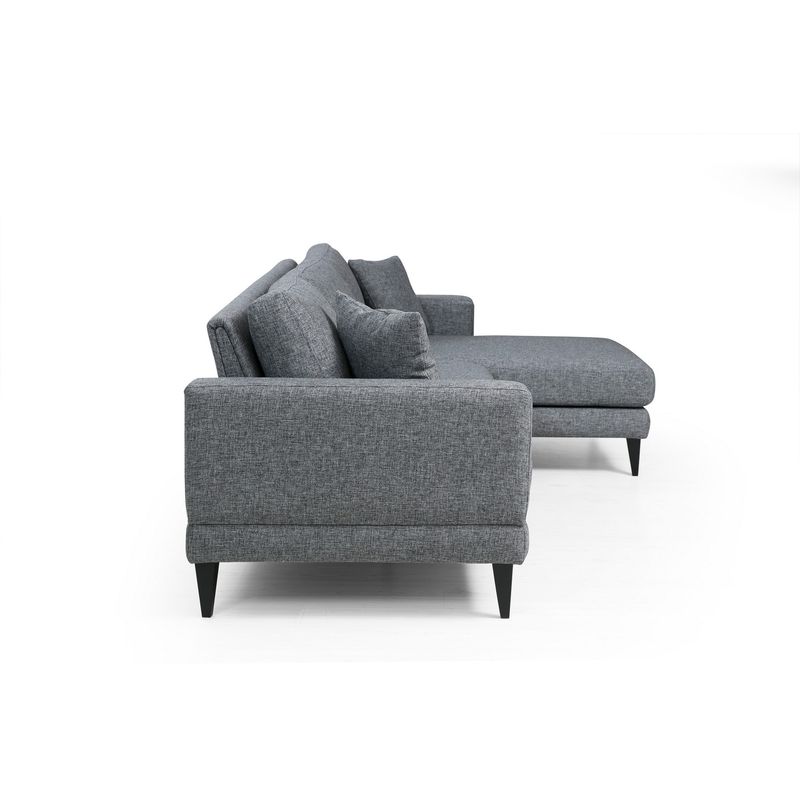 Casa si Gradina - Mobilier - Canapele si coltare - Coltare - Coltar extensibil, Hanah Home, cadru lemn fag, gri inchis, 303x160x90 cm - Infinity.ro