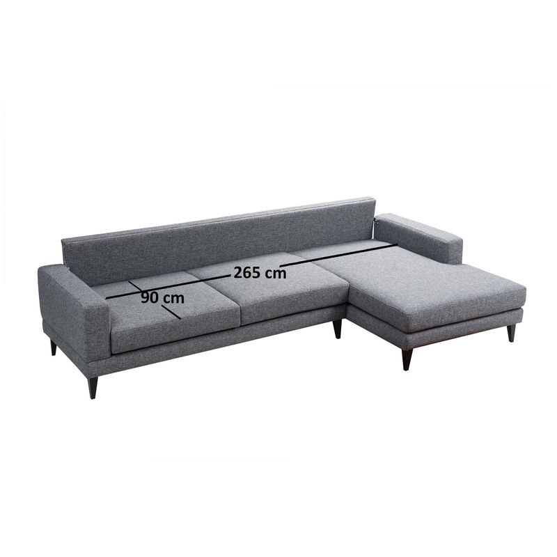 Casa si Gradina - Mobilier - Canapele si coltare - Coltare - Coltar extensibil, Hanah Home, cadru lemn fag, gri inchis, 303x160x90 cm - Infinity.ro