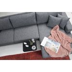 Casa si Gradina - Mobilier - Canapele si coltare - Coltare - Coltar extensibil, Hanah Home, cadru lemn fag, gri inchis, 303x160x90 cm - Infinity.ro