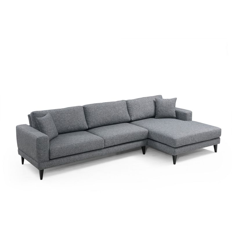 Casa si Gradina - Mobilier - Canapele si coltare - Coltare - Coltar extensibil, Hanah Home, cadru lemn fag, gri inchis, 303x160x90 cm - Infinity.ro