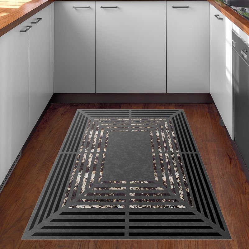 Casa si Gradina - Textile si covoare - Covoare - Covoare casa - Covor, Conceptum Hypnose, antracit, 80x120 cm, 100% poliester, antiderapant, lavabil la masina, 955ANR4482 - Infinity.ro