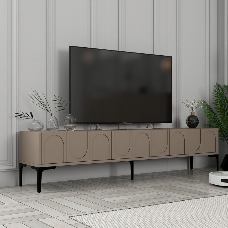 Casa si Gradina - Mobilier - Comode si corpuri - Comode - Comoda tv, Hanah Home, pal melaminat, atlas si negru, 180x35x42 cm - Infinity.ro