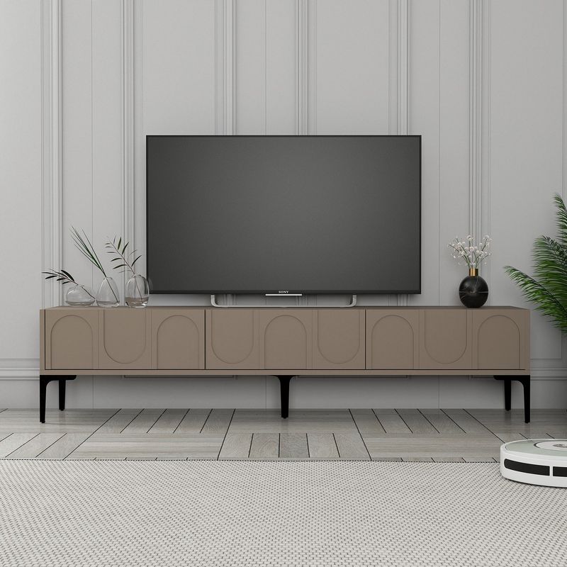 Casa si Gradina - Mobilier - Comode si corpuri - Comode - Comoda tv, Hanah Home, pal melaminat, atlas si negru, 180x35x42 cm - Infinity.ro