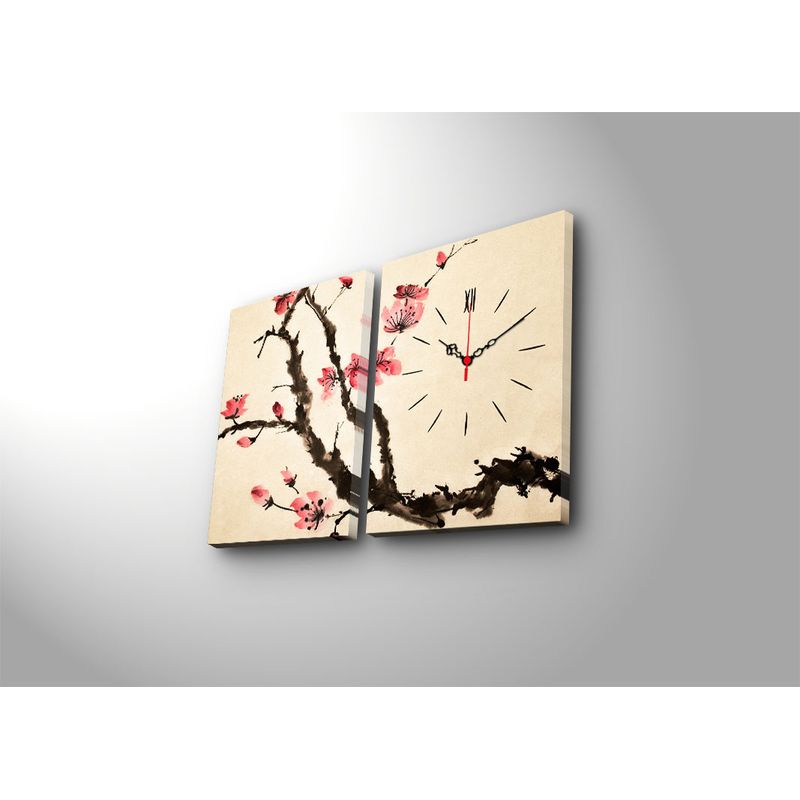 Casa si Gradina - Decoratiuni - Ceasuri - Ceas decorativ de perete, Wallxpert, panza suede, multicolor, 64x40 cm, set 2 bucati - Infinity.ro