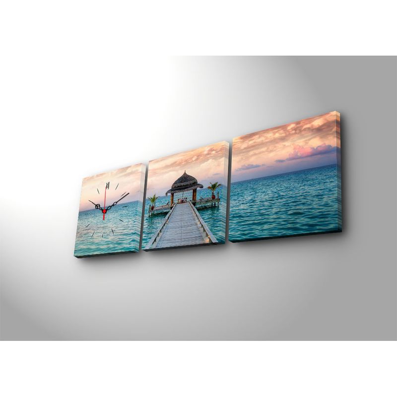 Casa si Gradina - Decoratiuni - Ceasuri - Ceas decorativ de perete, Wallxpert, panza suede, multicolor, 3 bucati, 28x28 cm - Infinity.ro